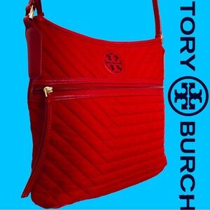 Tory Burch Bag Crossbody Nylon Leather Messenger quilted Purse Swing Pack Gift